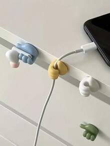 Thumb Hook Cable Organizer Creative Cute Data Cable Storage Fixing Cable Management Clip No-Drill Adhesive Hook - Multicolor - View 6