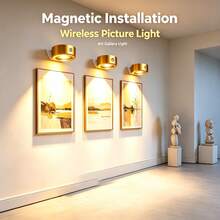 1/2pcs LED Wall-Mounted Art Light, Battery-Powered Picture Light, Smart Magnetic Wireless Wall Lamp, Home Decor Wall Spotlight, Touch Dimmable, 3 Lighting Modes, Suitable For Photo Frame, Artwork And Portrait Lighting Display - Multicolor - View 3