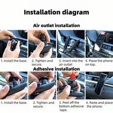 Gravity Support Car Phone Holder, Adhesive & Air Vent Dual-Use Mount, Gravity Auto-Locking, Easy Operation, Compatible With Different Phone Sizes, Practical Car Navigation Accessory - Solid Black Angel Stand - View 5