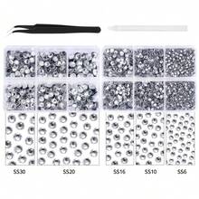 2 Boxes White 6-Grid Mixed Size Rhinestones + Tweezers Pen Transparent Rhinestone Set, SS6-SS30 Multi-Specification Faceted, High Brightness, Transparent White Rhinestones, Strong Refractive Light, Suitable For Phone Case Decoration, Shoe/Bag/Clothing Rhinestone Application, Jewelry DIY, Handmade Gifts, Clothing Accessories - Clear - View 9