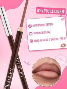 MISSLYN 1pc Silky Lip Liner Pencil, Long-Lasting Matte Lip Makeup Pencil, Fine Creamy Texture, Precise Tip For Lip Contouring, Smudge-Proof Easy Application, Daily Wear, Party And Y2K Style, Beauty Gift - #802 - View 4