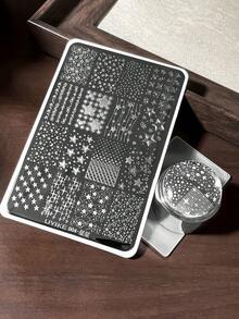 Star Nail Art Print Steel Plate Fine Star Dot Chain Mesh Pattern DIY Nail Transfer Template - Multicolor - View 6