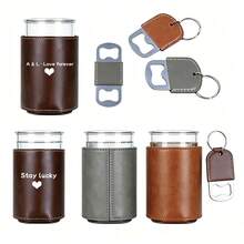 Personalized Leather Cup Sleeve, Fashionable Customized Cup Holder, Protect Your Water Bottle, Premium Leather Material, Multiple Color Options, Personalized Lettering - Multicolor - View 12