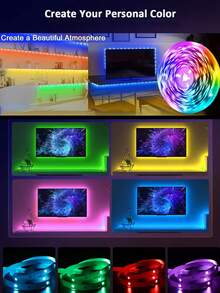 RGB LED Light Strip, Color Changing Adjustable, With Remote Control, USB Powered, Flexible Design, Suitable For Living Room, Bedroom, Party, Holiday, Halloween, Christmas Decoration - Multicolor - View 6
