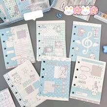 60 Sheets M5 Double-Sided Printed Loose-Leaf Decorative Paper, Korean Minimalist Artistic Style 5-Hole Inner Pages For Planner, Notebook Refill Paper, Planner Decoration Material, Memo Sticky Notes - A - View 1