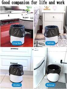 100pcs Disposable Thickened Black Trash Bags With Handles - Leak-Proof Durable Vest-Style Garbage Can Liners, Suitable For Home, Kitchen, Bathroom, Bedroom, Office And Dorm Cleaning - A - View 6