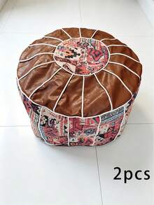 Bohemian Floral Embroidered Storage Ottoman, Clothes Storage Stool, Round Floor Cushion With Storage Function, Waterproof Design, Suitable For Living Room, Bedroom And Home Decor - Multicolor - View 15