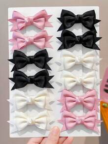 6/3/1pc Pointed Satin Bow Alligator Hair Clips, Durable & Hair-, Sweet Basic Fashion Hair Accessories - Suitable For Girls And Teens, Daily, Vacation, School, Date - Multicolor - View 2