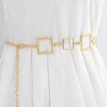 Street Style 1pc Adjustable Metal Square Waist Chain Belt Body Chain - Gold - View 3