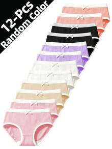 12pcs Women's Young Lady Pastoral Style Solid Color Polyester ...