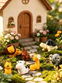 2Pcs Random Mini Animal Figurines, Cute Tiny Wildlife Statue Ornaments, Micro Landscape Decor For Moss Terrarium Fairy Garden, DIY Craft Accessory For Plant Pot Decoration, Lovely Collectible Desktop Display Pieces - Multicolor - View 6