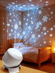 Manual Rotating Christmas Snowflake Projection Light,Dynamic Snowflake Projector Light With Adjustable Base, USB LED Snow Projection Night Light, Ambient Lamp For Bedroom, Entryway, Christmas Party Indoor Decor,Create A Snowy Atmosphere - Snowflake Projection - View 5