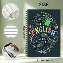 1pc A5 Spiral Notebook, Colorful English Grammar Graffiti Print English Subject Journal, 30 Sheets (60 Pages) Dark Background Cute Language Learning Diary, Back To School Stationery, Language Learning Gift For English Learners - Rectangle - View 8