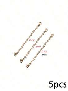 5pcs PVD 18k Gold Plated Stainless Steel Necklace Extension Chains With Lobster Clasp, Chain End Extender, Suitable For DIY Jewelry Making - #Golden - View 12