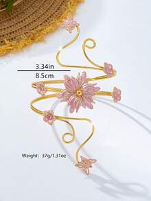 1pc Fashion Metal Flower Element Pendant Bracelet Suitable For Women's Daily Wear And Beach Vacation - Pink - View 7