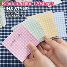 Random 120 Sheets Checkered Sticky Notes, Easy Healing Style For Student Notes And Marking, Daily Memo And Journaling Material - Multicolor - View 6