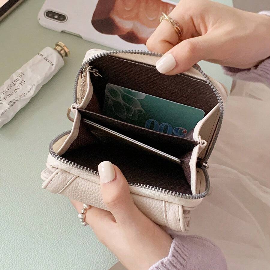 Women's Snap Button Zipper Wallet, Multi-Card Slot Wallet
