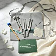 1 Set Portable Tuning Fork Sound Kit, High-Quality Aluminum Alloy Tuning Fork Set With Instruction Manual And Premium Strap Storage Bag, Suitable For Daily Home Yoga And Sound Experience Props - Multicolor - View 5
