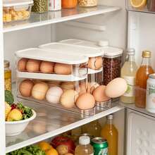 1pc Double-Layer Rolling Egg Storage Box, Space-Saving Refrigerator Door Organizer, Durable Plastic, No Battery Required, Perfect Home Storage - White - View 2