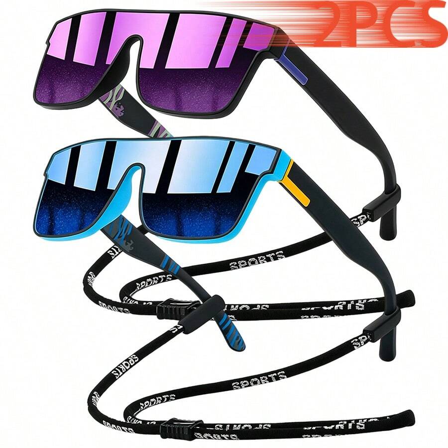 WSZ 2PCS Fashion Glasses With Chain Straps Offering Variety Of Color Unisex Accessories Are Suitable For Driving Travel Vacations And Outdoor Activities
