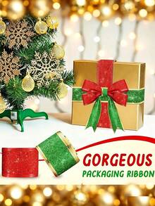 Classic Christmas Glitter Metallic Ribbon, 1.5 Inch Wide Durable Multi-Purpose Holiday Craft Ribbon, Suitable For Christmas Decoration, Christmas Gift Wrapping And Christmas Bow Wreath Making, Handmade DIY Sewing Supplies - Multicolor - View 5