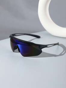 1PC Men's Aviator Frame Fashion Glasses, Exaggerated Personality Sport Riding Casual Protection, Daily Outdoor Outfit, With Glasses Box - Multicolor - View 5