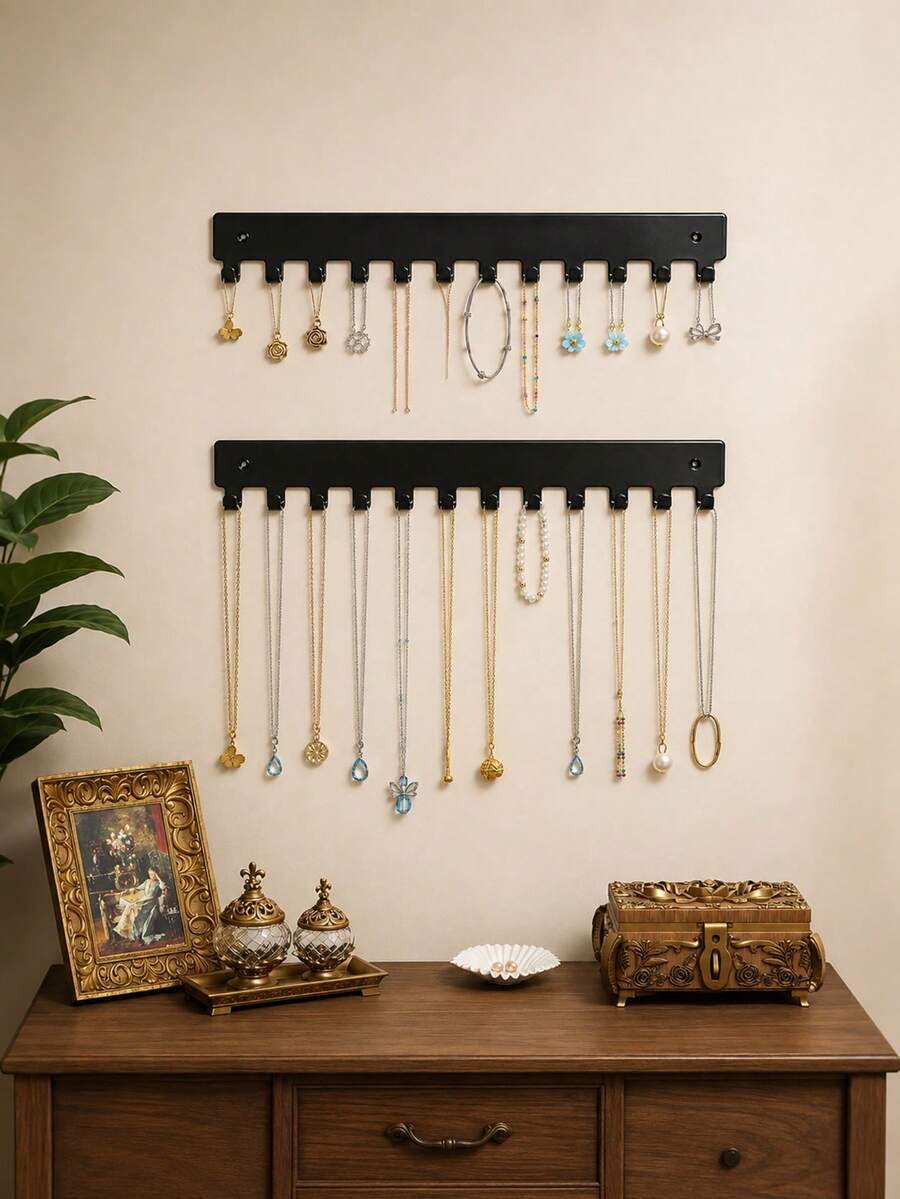 Giá treo vòng cổ gắn tường bằng acrylic – Kệ sắp xếp trang sức với 12 móc; Móc treo vòng cổ gắn tường cho phụ nữ và bé gái
