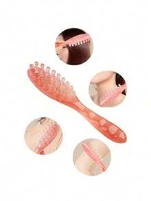 All-In-One Thick Tooth Massage Comb, Suitable For Hair Washing And Scalp Massage, Resin Material, Soft And Comfortable Texture, Long Handle Design, Wide Tooth Spacing, Suitable For Head And Face Massage, Body Massage And Muscle Relaxation - Multicolor - View 4