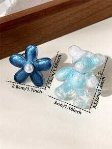 2 Buah Cincin Beruang & Bunga Lucu, Cincin Hewan Beruang Biru yang Unik, Pita Terbuka yang Dapat Disesuaikan dari Baja Tahan Karat, Hadiah Unik untuk Wanita, Y2K, Perhiasan Wanita yang Dipersonalisasi dan Berlebihan - Biru - View 6