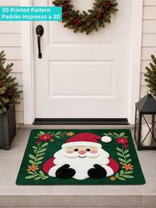 DAJIANG 1pc Santa Claus Door Mat Outdoor Carpet 3D Embroidered Printed Welcome Mat Long Runner Rug TPR Non-Slip Backing Suitable For Bathroom, Indoor, Hallway, Bedroom, Living Room, Bedside, Machine Washable Easy To Clean, Autumn Home Decor Holiday Entry Mat - Multicolor - View 4