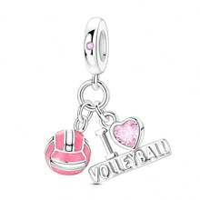 1pc Sports Series Football Basketball Tennis Badminton Yoga Fitness Dumbbell Beaded Charm Suitable For Bracelet Bangle Necklace DIY Jewelry Making Healthy Lifestyle - Silver Or Gold - View 24
