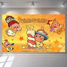WPETLE Cute Elf Happy Birthday Backdrop, Twinkle Star Orange Texture Photo Background For Kids Birthday Party Decor - Multicolor - View 4