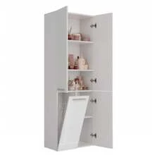 Freestanding Bathroom Cabinet, Large‑Capacity Storage Cupboard, Particle‑Board Multi‑Door Cabinet With Shelves & Built‑In Laundry Hamper, Upright Home Organizer, Practical Furniture For Rental Houses, Small Apartments And Dormitories - Multicolor - View 15