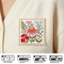 1Pc Wildflower Embroidery Patch, Botanical Flower Patch, Vintage Floral Garden Embroidered Badge For Jacket Backpack Hat Nature Decor - A - View 4