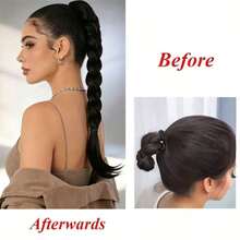 Synthetic 14Inch Long Twist Braid Claw Clip Ponytail Extensions Fluffy Heat Resistant Ponytail Hair Accessories For Women - Multicolor - View 5
