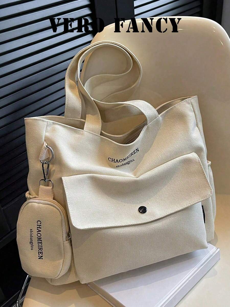 Vintage Style Underarm Bag Large Capacity Canvas Crossbody Bag Multifunctional Commuter Tote Bag Casual Versatile Suitable For Students Work Commute Moms Outings