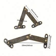 4pcs Folding Lid Support Hinges, Bronze Color Lid Support Hinges, Lid Support Hinges, Suitable For Furniture, Cabinets, Wooden Boxes And Jewelry Boxes Display Support - Multicolor - View 4