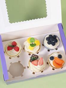 3/6/10/14/16pcs Cake Boxes, Cardboard Dessert Packaging Boxes With Transparent Window, Purple Rectangular Baking Boxes, Solid Color Design, Foldable, Suitable For Birthday Party, Wedding, Celebration, Dessert Packaging, Party Supplies - Purple - View 4