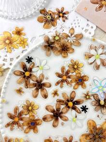 1 Pack 20pcs Vintage Silver Foil Floral Collage PET Stickers, DIY Scrapbooking Decoration Stickers For Planner, Photo Album, Scrapbook - Starlight Flower Field - View 6