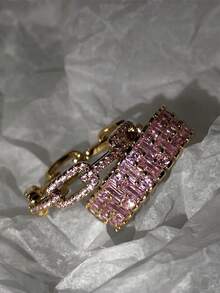 rakol 2pcs/Set Simple Silver Tone Cubic Zirconia Decorated Women's Rings - Silver - View 3