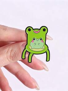 1 buah pin enamel kursi katak lucu, lencana kartun katak gemuk duduk di kursi katak, aksesori fashion untuk tas, hadiah untuk pecinta katak - MultiWarna - View 8