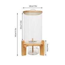 YUNRUX 7.5L/1.98Gal Glass Bamboo Cereal Dispenser, Silicone Sealed Grain Storage Container With Built‑In Thermometer & Measuring Cup - Clear - View 2