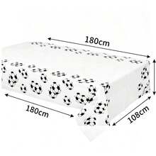 1pc/2pcs/3pcs Football Tablecloth, Football Tablecloth Set, Sports Theme Style Tablecloth, Waterproof, Oil-Proof, Stain-Resistant Disposable Rectangular Tablecloth, Suitable For Sports Theme Party Birthday Supplies And Decoration - Color: Random - View 4