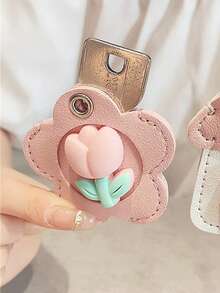 1 buah Gantungan Kunci Tulip, Gantungan Kunci Kulit PU Elegan, Tempat Penyimpanan dan Pelindung Kunci Rumah - Tas Kunci Wanita, Aksesori Gantungan Kunci Lembut, Cocok untuk Wanita dan Anak Perempuan, Hadiah Kecil Halloween dan Natal - View 4