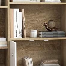 Scandinavische boekenkast/opbergmeubel, afmetingen 80L x 23,5B x 123H cm, 5 vakken, 2 deuren, taps toelopende poten - A - Bekijken 10
