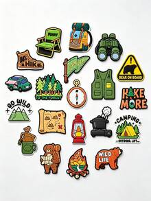 12/20PCS Outdoor Camping Shoe Charms Set, PVC Shoe Decorations, Shoe Accessories Charms, Gift Idea For Birthday Christmas Halloween Party Favor - Multicolor - View 1