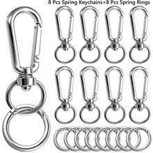16 st dubbelöppnande roterande fjäderlås och fjäderringar i legering, lämpliga för nyckelringar, nyckelband, väskor, husdjurshalsband, DIY-pyssel och presenttillverkning - 7G platt spännfjäderspiral - Visa 10