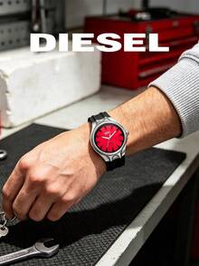 Diesel Streamline Series DZ2202 44mm Large Dial Red Sunray Dial Black Silicone Strap Quartz Men's Watch - Red - View 4