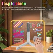 LED Message Board With 7-Color Pens, Acrylic Glowing Drawing Board, LED Light-Up Drawing Board With Stand, Suitable For Office, Home, Christmas Gift, New Year Gift, Back To School Gift - Multicolor - View 9