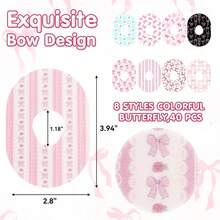 10/4/1pc/SET-CGM Adhesive Patches, Pink Bow Tie Stickers, Waterproof, Flexible Pre Cut, Flexible And Breathable, Durable And Long-Lasting, Easy To Carry, Suitable For Sports And Daily Use, Colorful Butterfly Patterns - View 2